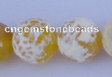 CAB970 15.5 inches 14mm faceted round fire crackle agate beads