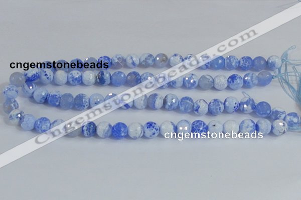 CAB973 15.5 inches 8mm faceted round fire crackle agate beads