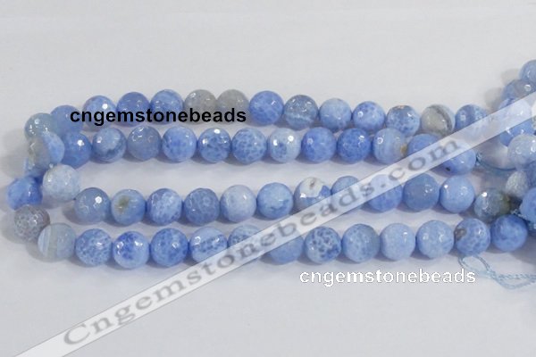 CAB974 15.5 inches 12mm faceted round fire crackle agate beads