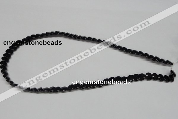 CAB980 15.5 inches 8mm flat round black agate gemstone beads wholesale