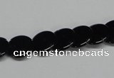 CAB981 15.5 inches 12mm flat round black agate gemstone beads wholesale