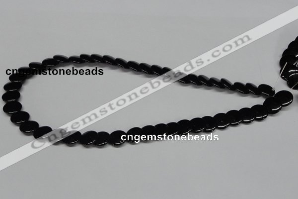 CAB981 15.5 inches 12mm flat round black agate gemstone beads wholesale