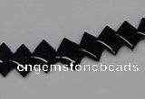 CAB983 15.5 inches 8*8mm rhombic black agate gemstone beads wholesale