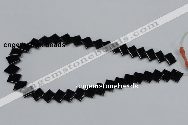 CAB984 15.5 inches 12*12mm rhombic black agate gemstone beads wholesale