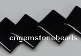 CAB985 15.5 inches 18*18mm rhombic black agate gemstone beads wholesale