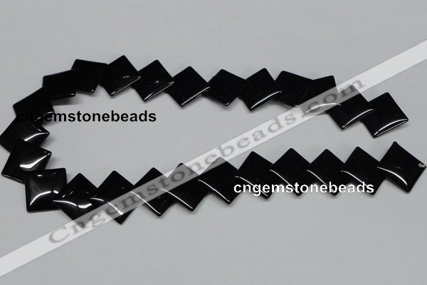 CAB985 15.5 inches 18*18mm rhombic black agate gemstone beads wholesale