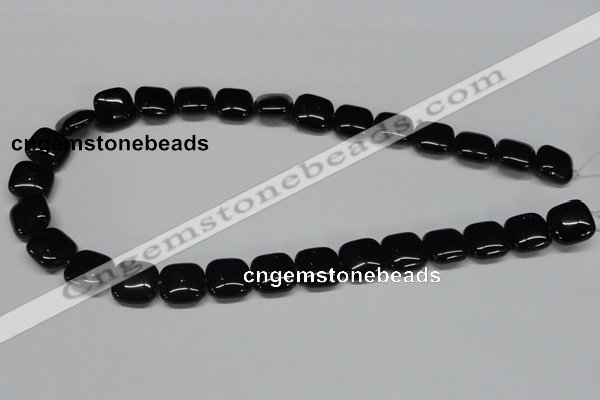 CAB986 15.5 inches 14*14mm square black agate gemstone beads wholesale