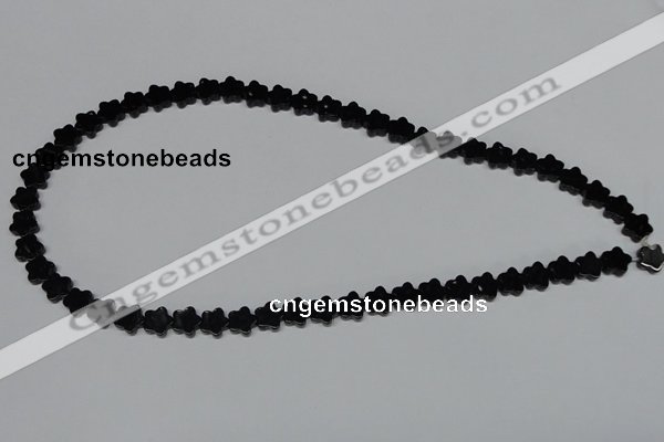 CAB987 15.5 inches 8*8mm star black agate gemstone beads wholesale