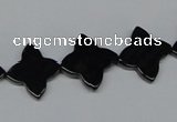 CAB990 15.5 inches 16*16mm flower black agate gemstone beads wholesale