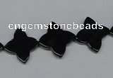 CAB990 15.5 inches 16*16mm flower black agate gemstone beads wholesale