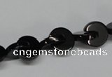 CAB993 15.5 inches 10*10mm curved moon black agate gemstone beads