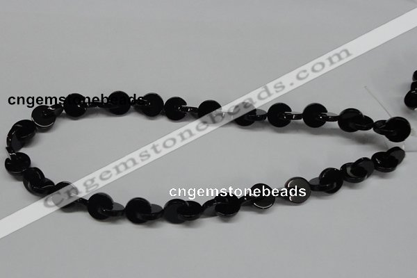 CAB993 15.5 inches 10*10mm curved moon black agate gemstone beads