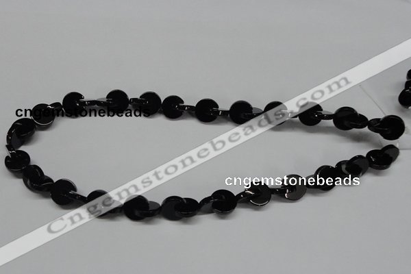 CAB994 15.5 inches 12*12mm curved moon black agate gemstone beads