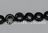 CAB995 15.5 inches 10mm donut black agate gemstone beads wholesale