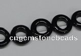 CAB996 15.5 inches 12mm donut black agate gemstone beads wholesale