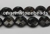 CAE115 15.5 inches 12mm faceted coin astrophyllite beads wholesale