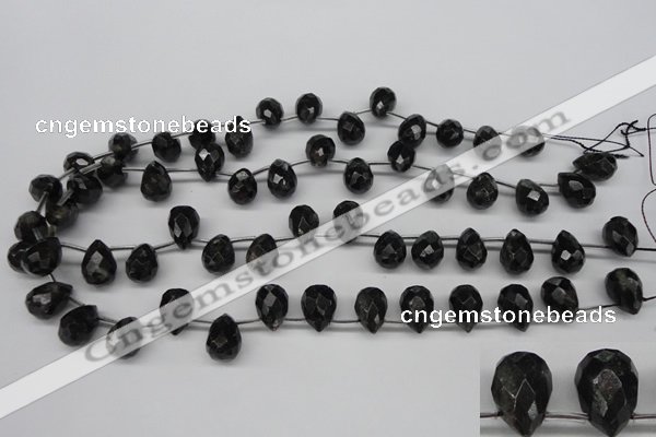 CAE43 Top-drilled 10*14mm faceted teardrop astrophyllite beads