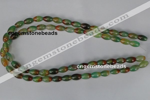 CAG1007 15.5 inches 8*12mm rice rainbow agate beads wholesale