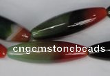 CAG1017 15.5 inches 12*40mm rice rainbow agate beads