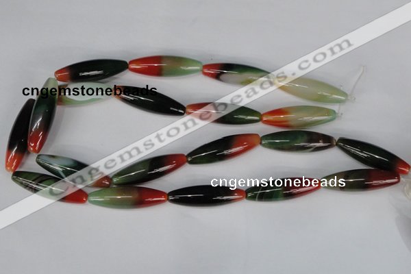 CAG1017 15.5 inches 12*40mm rice rainbow agate beads