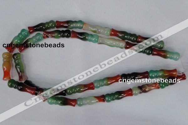 CAG1018 15.5 inches 10*30mm bone rainbow agate beads