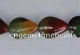 CAG1029 15.5 inches 13*18mm flat teardrop rainbow agate beads