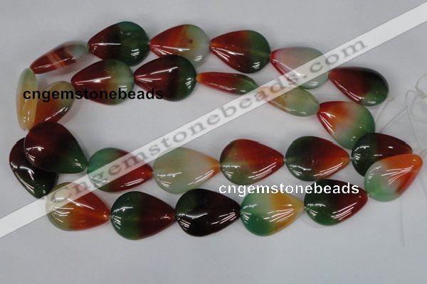 CAG1030 15.5 inches 22*30mm flat teardrop rainbow agate beads