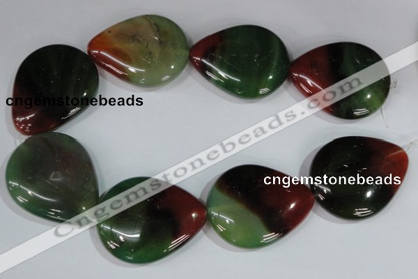 CAG1031 15.5 inches 40*50mm flat teardrop rainbow agate beads