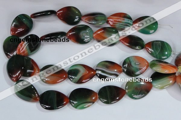 CAG1034 15.5 inches 22*30mm flat teardrop rainbow agate beads