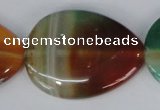 CAG1035 15.5 inches 30*40mm flat teardrop rainbow agate beads