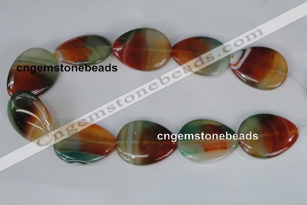 CAG1035 15.5 inches 30*40mm flat teardrop rainbow agate beads