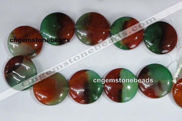 CAG1041 15.5 inches 40mm flat round rainbow agate beads