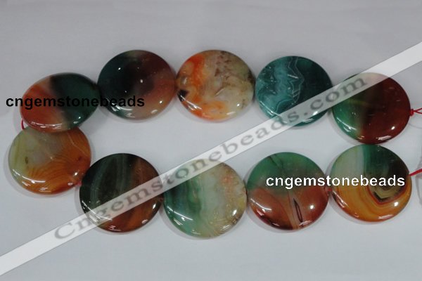 CAG1045 15.5 inches 40mm flat round rainbow agate beads