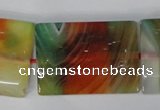 CAG1057 15.5 inches 25*35mm flat tube rainbow agate beads