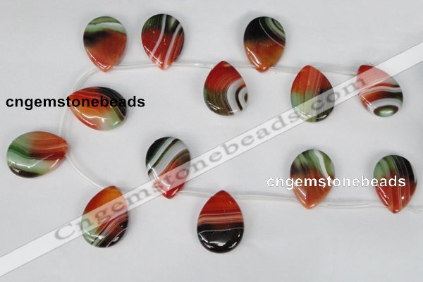 CAG1061 Top-drilled 22*30mm flat teardrop rainbow agate beads