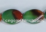 CAG1063 15.5 inches 18*25mm twisted oval rainbow agate beads