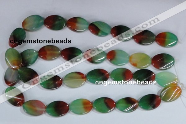 CAG1063 15.5 inches 18*25mm twisted oval rainbow agate beads