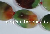 CAG1064 15.5 inches 22*30mm twisted oval rainbow agate beads