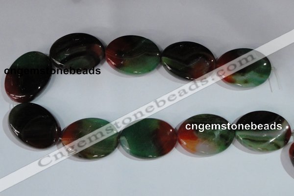 CAG1065 15.5 inches 30*40mm twisted oval rainbow agate beads