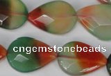CAG1070 15.5 inches 18*25mm faceted flat teardrop rainbow agate beads