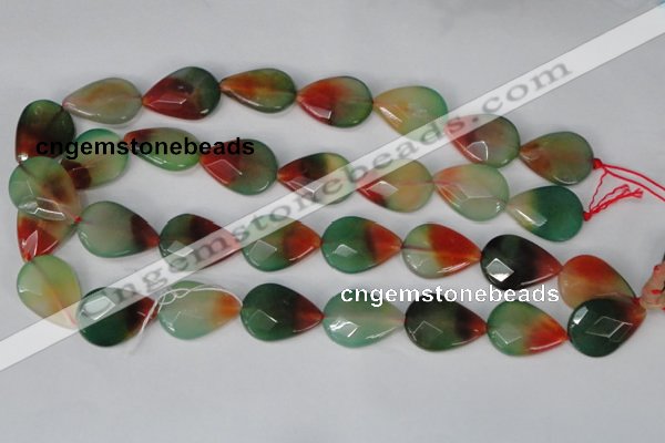 CAG1070 15.5 inches 18*25mm faceted flat teardrop rainbow agate beads