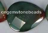 CAG1073 15.5 inches 40*50mm faceted flat teardrop rainbow agate beads