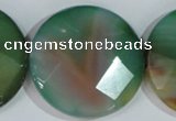 CAG1088 15.5 inches 40mm faceted coin rainbow agate beads