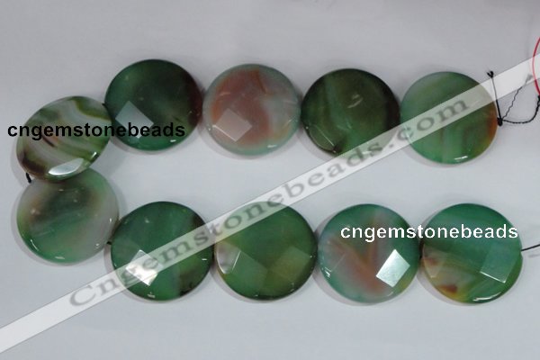 CAG1088 15.5 inches 40mm faceted coin rainbow agate beads