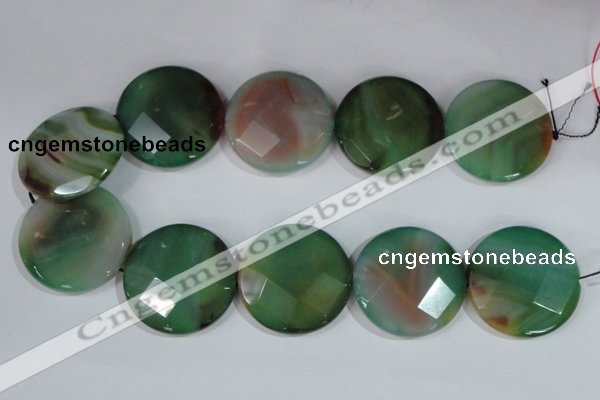 CAG1088 15.5 inches 40mm faceted coin rainbow agate beads