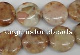 CAG1090 15.5 inches 18mm flat round Morocco agate beads wholesale