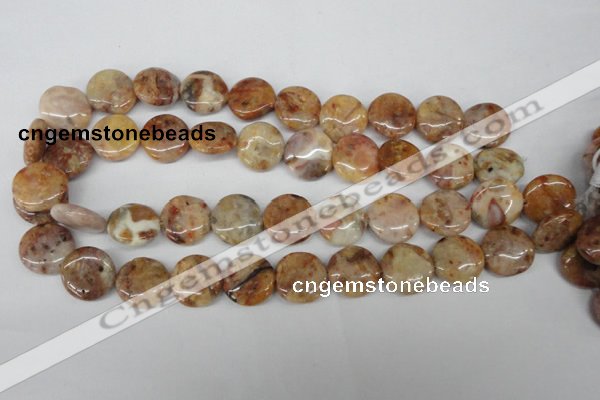 CAG1090 15.5 inches 18mm flat round Morocco agate beads wholesale