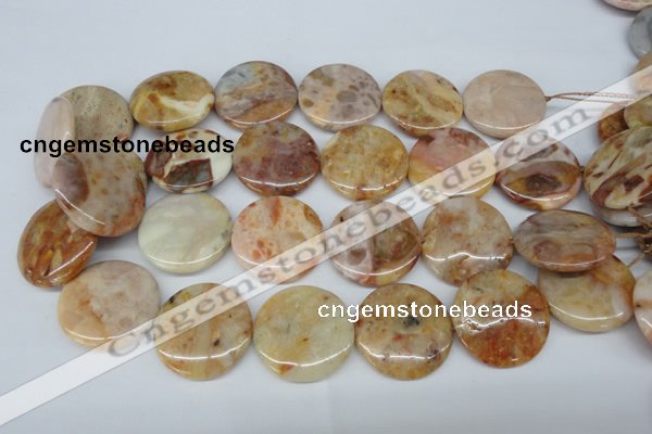 CAG1092 15.5 inches 30mm flat round Morocco agate beads wholesale