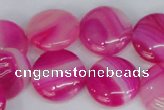 CAG1170 15.5 inches 18mm flat round line agate gemstone beads