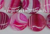 CAG1171 15.5 inches 20mm flat round line agate gemstone beads